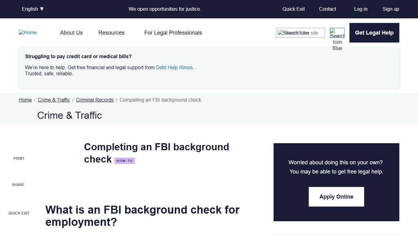 Completing an FBI background check | Illinois Legal Aid Online